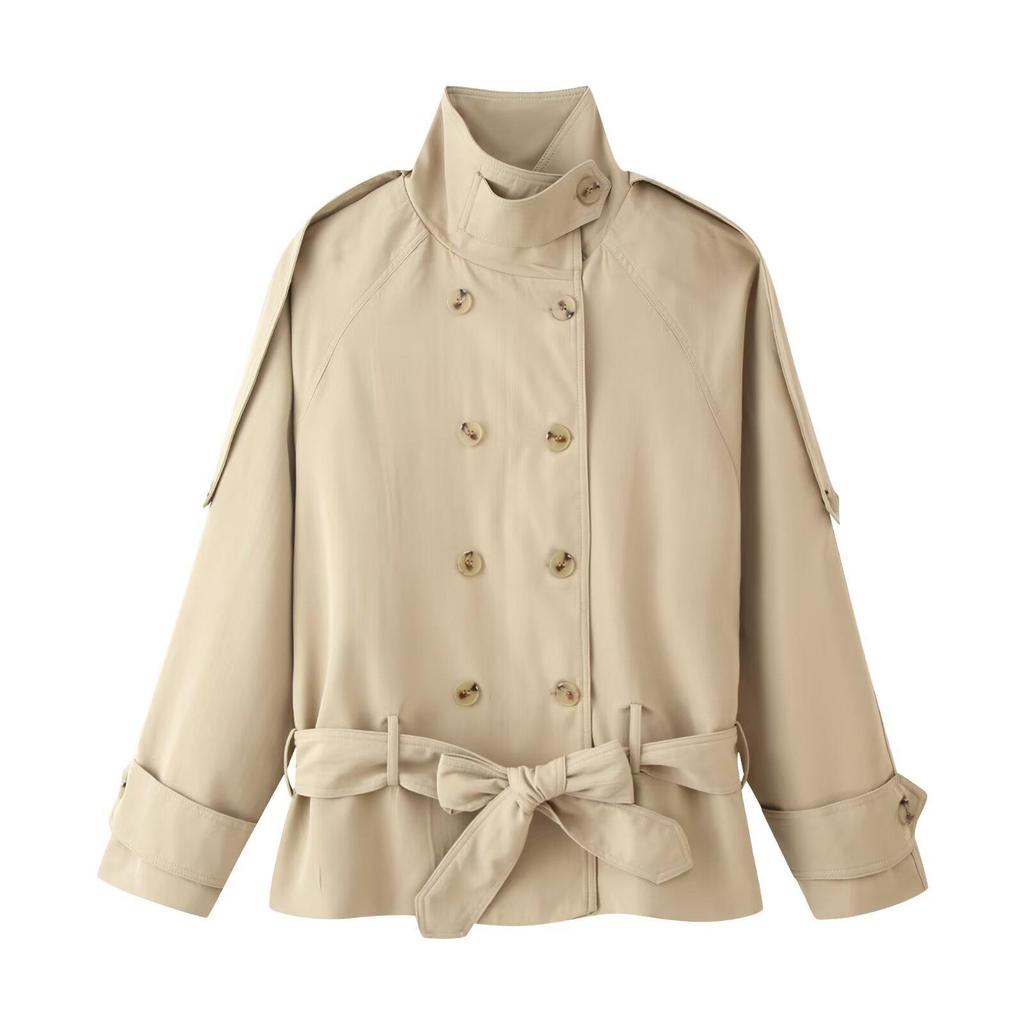 INS Beliebter Klassischer Britischer Stil Vielseitige Kurze Trenchcoat Jacke für Damen