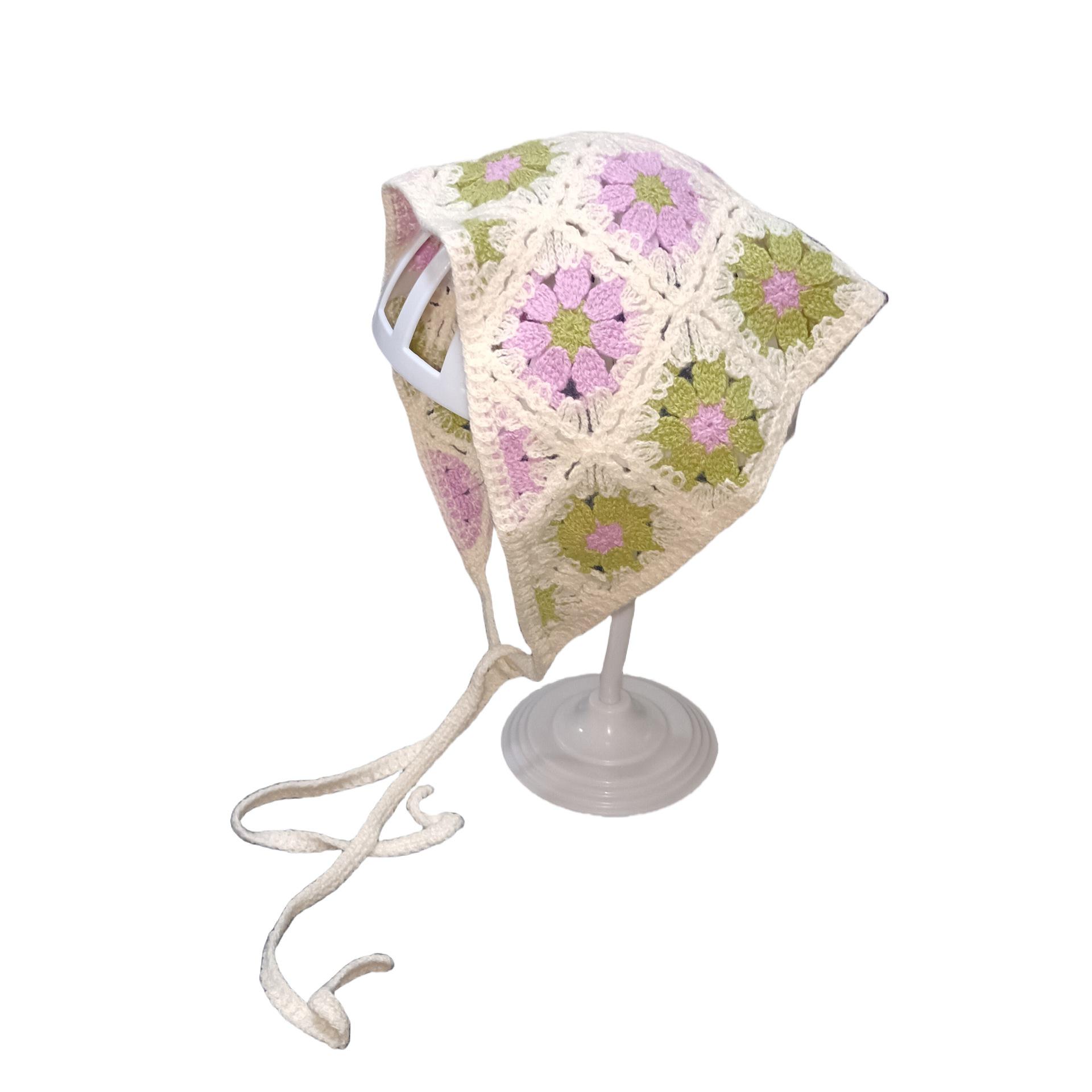 

Чжао Чжаои Вязаный треугольный платок в стиле кроше - Универсальная, модная ретро пасторальная повязка на голову для женщин и девушек