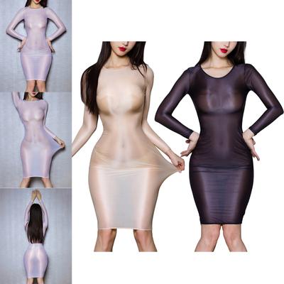 Dámské šaty do nočního klubu Lesklé šaty s dlouhým rukávem Bodycon šaty Sexy kostýmní šaty