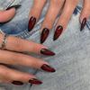 24PCS Glossy Red Black False Nails Fake Nails Wearable Spicy Girls Press on Nails Full Cover Artificial False Nail For Daily