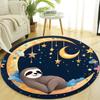 Sloth Printed Polyester Round Area Rug, Non-Slip Chair Mat for Living Room, Bedroom, Home Decor - Durable and Soft Polyester Fabric, Easy Ca