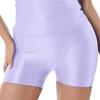 Women's Glossy Mid Waist Shorts Elastic Waistband Swimming Short Leggings Yoga Sportswear Swimwear