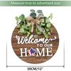 1 Set Seasonal Welcome Sign Front Door Decoration, Rustic Round Wood Wreaths Wall Hanging Outdoor, Farmhouse, Porch