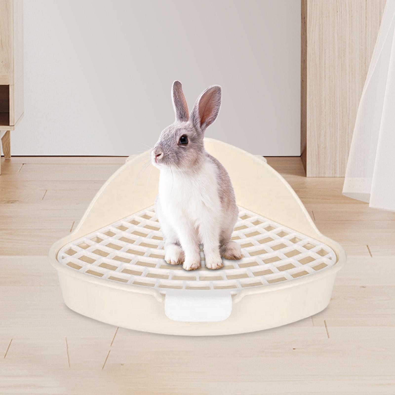 Rabbit Litter Tray Small Pet Toilet Tray Bunny Corner Toilet Box for Ferret Hamster Guinea Pig Dutch Pig Cleaning Supplies бежевый