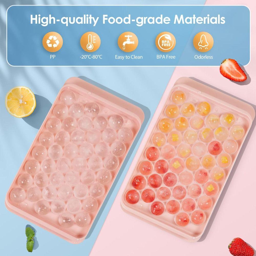 2 PCS Round Ice Balls Easy-Release Ice Cube Trays With Lid Stackable Sphere Ice Tray Ice Ball Maker Coffee