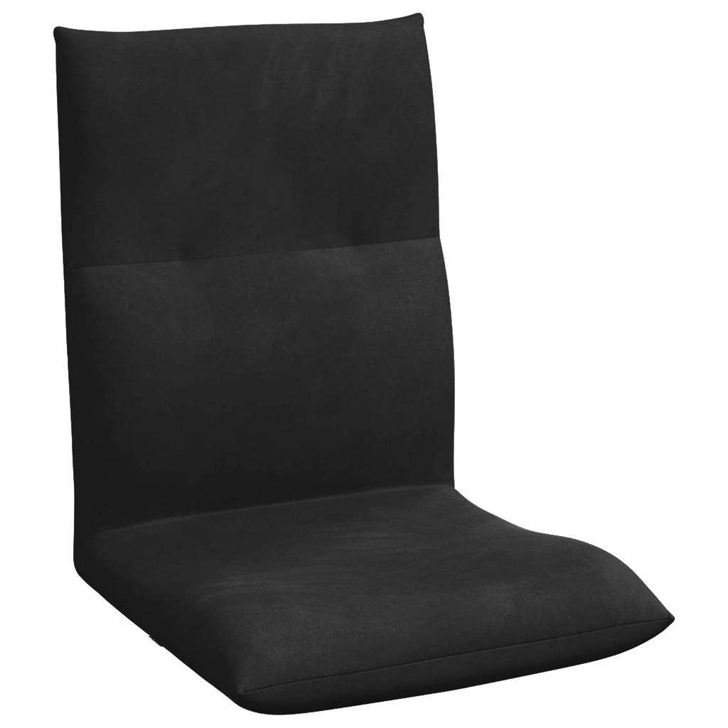 Adjustable Floor Footstool Black Velvet