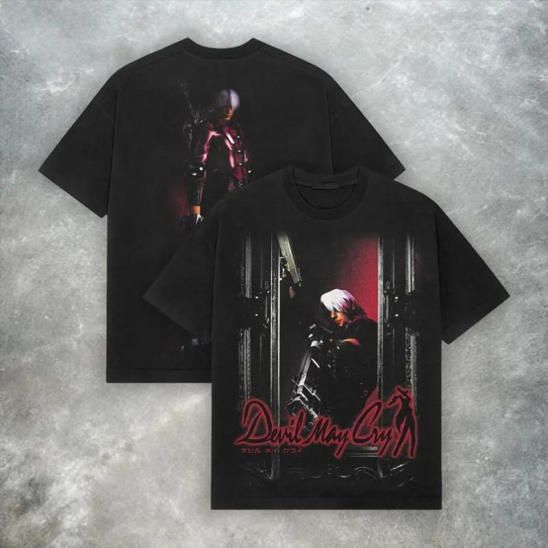 

Vintage Devil May Cry Horror Video Game Y2K Retro T Shirt Womens Unisex Cotton Tee Summer Spring Oversized Novelty Streetwear Top S