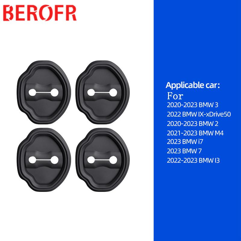 4pcs Car Door Mute Damping Cushion Silicone Car Door Lock Buckle Anti-collision Protective Cover For BMW Series3 2 G20 G42 IX I2