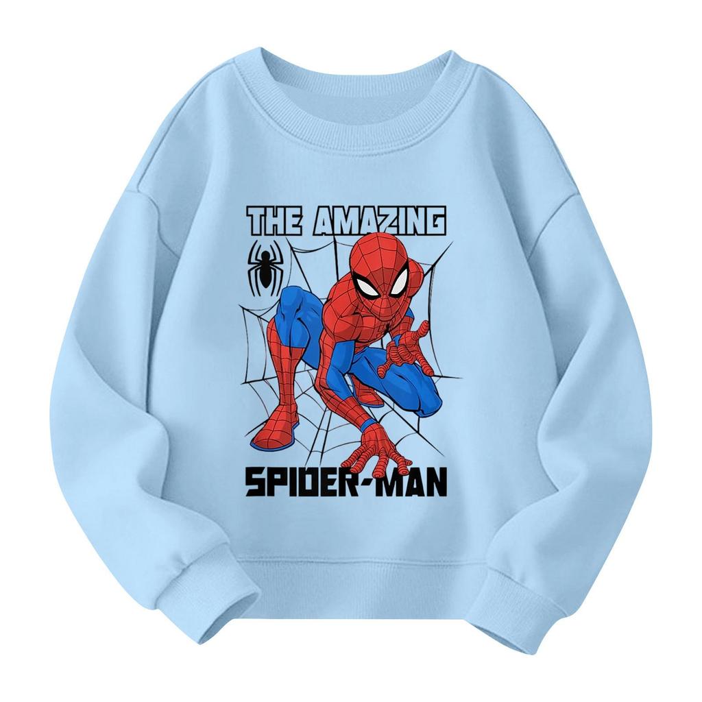 Boys and girls round neck plus velvet pullover printed top sweatshirt