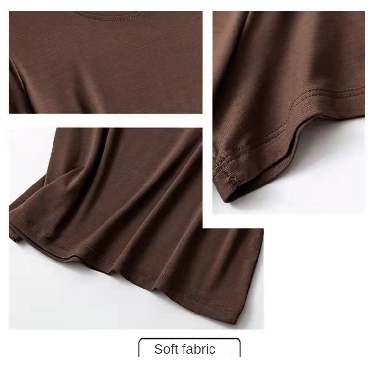 Women's Short-sleeved Modal Short-sleeved Loose T-shirt Solid Color Tops Round Neck Thin Section Bottoming Shirt