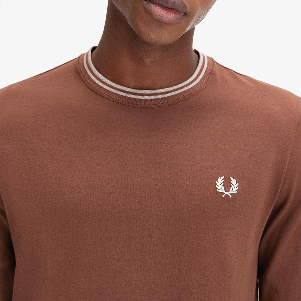 Fred Perry [Baseline] Long Sleeve Twin Tip T-Shirt - Whiskey Brown/Foreseeable Afpm2439602-W52