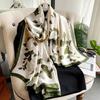 New 90*180CM Fashion Luxury Lady Print Design Shawl Soft Satin Silk Scarf Shawl Versatile Women Long Silk Scarves
