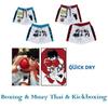 Calções de Boxe Muay Thai Kickboxing Treino Desenho Animado Japonês Anime Animação Impressão 3D Ginásio Desporto Treino Fitness Cosplay Cintura Elástica