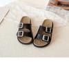 2026 Korean Style Leather Buckle Sandals for Girls - Casual Summer Outdoor Children's Birkenstock-Inspired Half-Closed Shoes