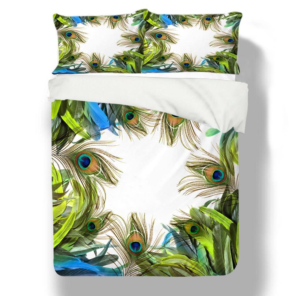 Animal Bedding 3D Peacock Duvet and Pillowcase 2/3 Pieces EU135 * 200 Single/double Bed Full Size Soft Machine Washable Home Decoration