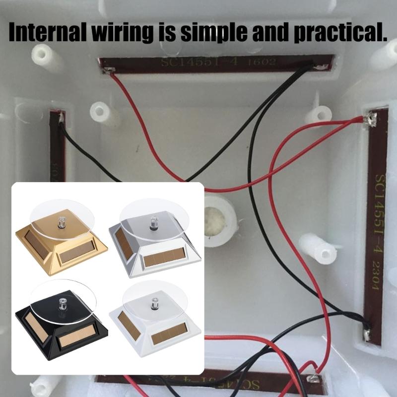 Solar Rotating Jewelry Display Stand Necklace Displaying Tray ABS Texture for Watches Rings and Small Electronics