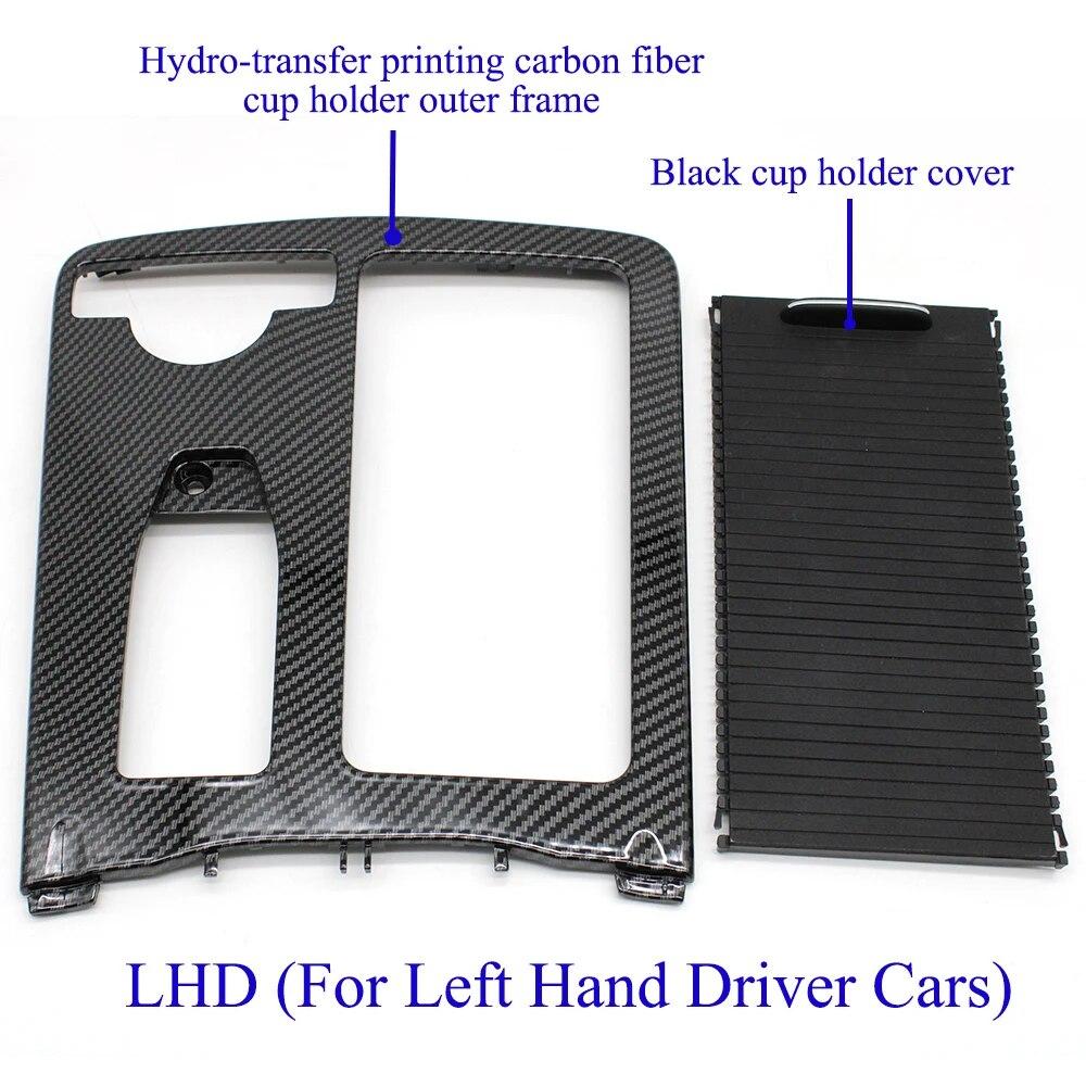 Interior Center Console Carbon Fiber Cup Holder Cover Armrest Storage Box Rolling Blind Panel For Mercedes Benz W204 W212 W207