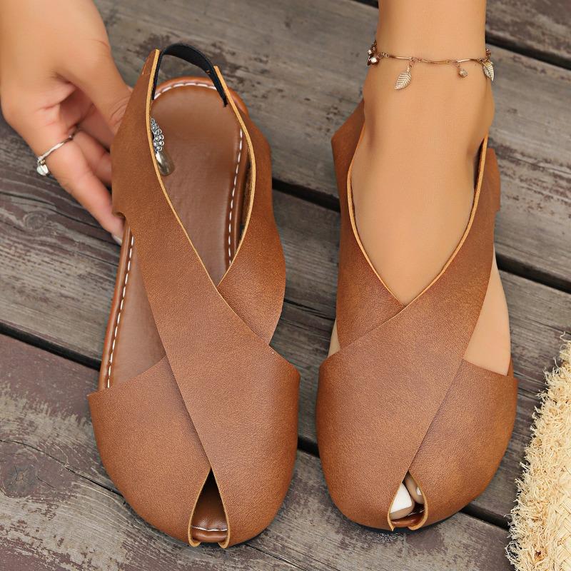 Fashion Retro Women Sandals Soft Sole Casual Girl Ugly Cute Shoes Summer New Flat Heel Peep Toe Sandals Minimalist Women's Rome Shoes