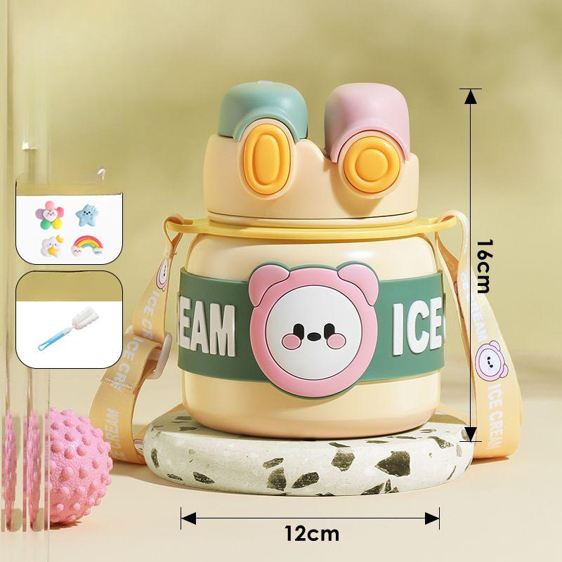 Heat Resistant Cartoon Cover Cute Girl Thermos Cup Stainless Steel Straw Pot Belly Cup Children Cute Portable Water Cup