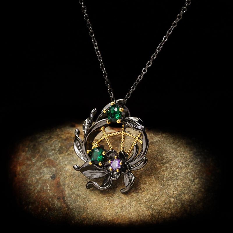 New Coconut Tree Ring INS Trendy Diamond set Color Closed mouth Coconut Tree Necklace