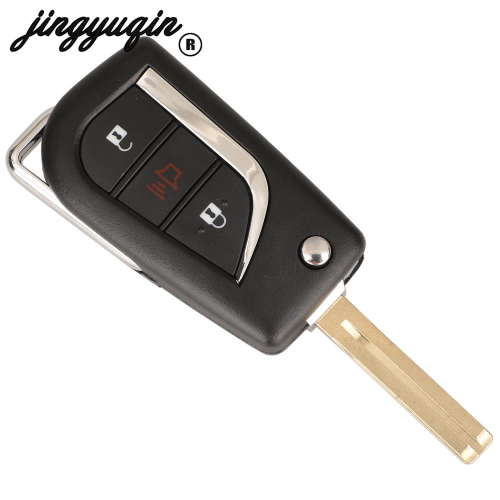 Jingyuqin 2/3 Buttons Flip Remote Car Key Shell Case For Toyota Corolla Rav4 Before 2013 Toy43 Toy48 Va2 Blade Replacement