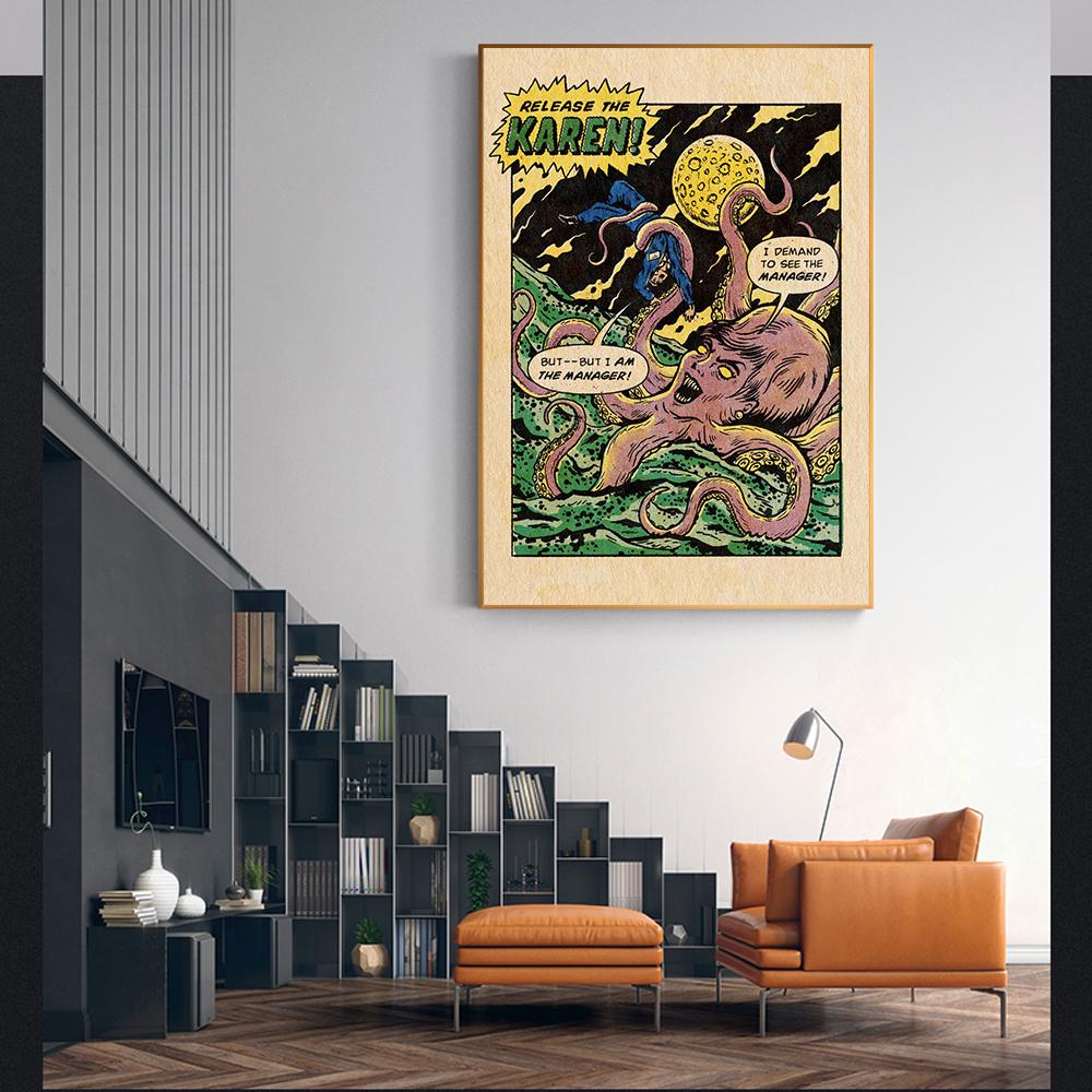 Abstract Comic Retro Novelty Newspaper Prints Poster Canvas Painting Modern Wall Art Pictures For Living Room Bedroom Home Decor