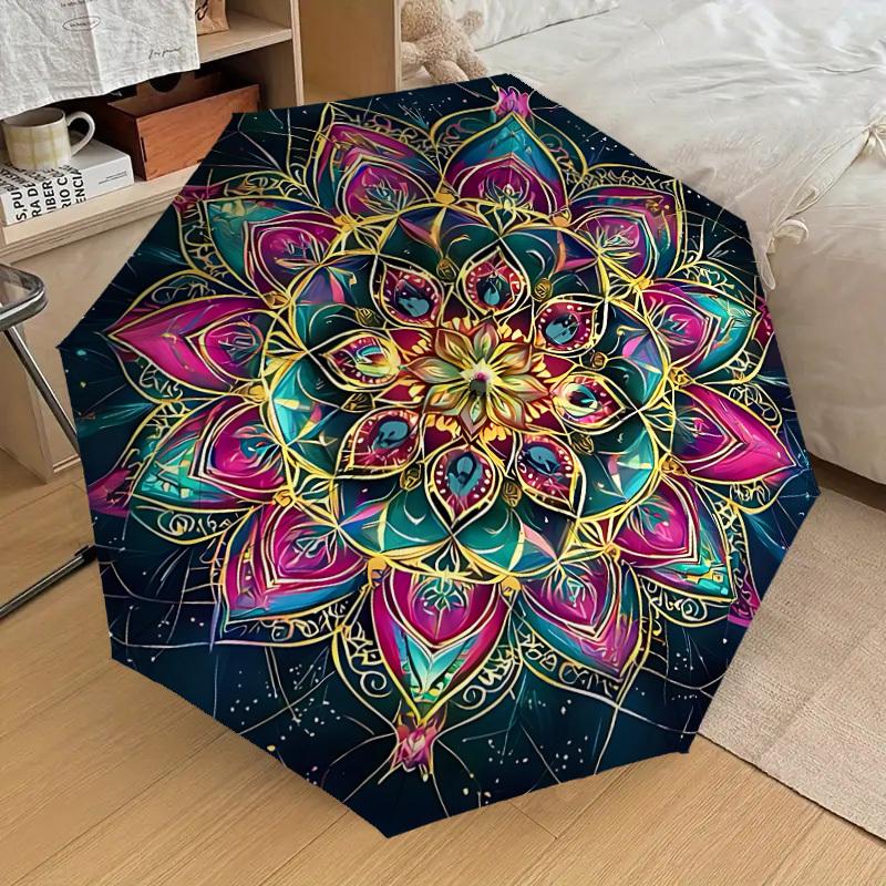 1pc Mandala Art Automatic Umbrella Durable Iron Frame & Plastic Handle, Gift for Men & Women, Sturdy Construction yy250905107