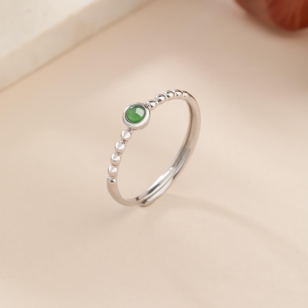 Natural jadeite sterling silver s925 ring Japanese exquisite fashion women s jewelry new Chinese daily jewelry gift adjustable opening