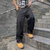 Large size American embroidered wide-leg jeans retro casual and thin loose straight floor-mopping trousers