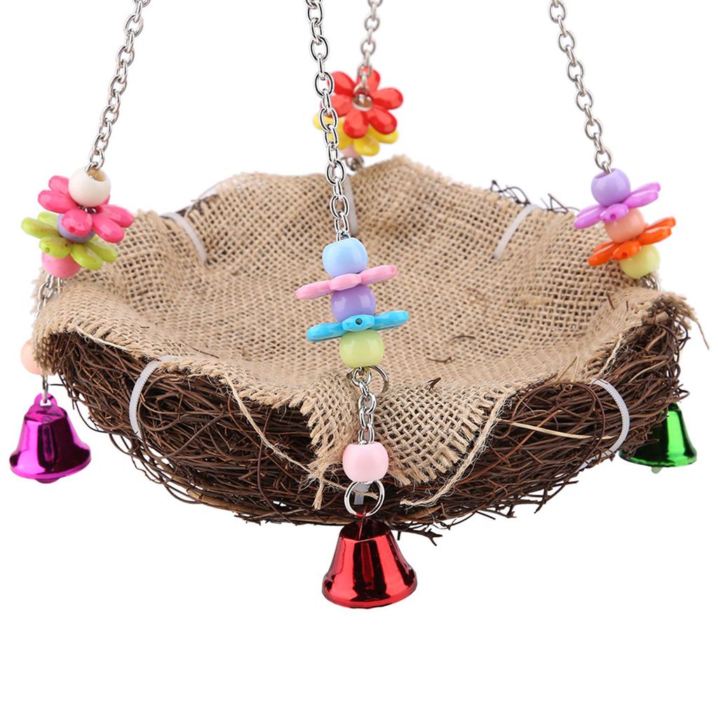 Rattan   Bird  ing   Toy with  s Bird Swing Standing Perch Toy Cage Hammock(S)