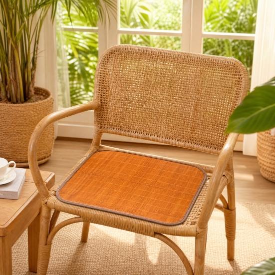 Cooling Bamboo Seat Mat, Breathable Chair Mat, Summer Cool Seat Pad with Anti-Slip Bottom for Office And Dining Chairs