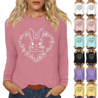Langarmshirts für Damen, Osterkarneval-Print, Grafik-T-Shirts, Blusen, lässige Basic-Tops, Pullover