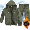 Set da Uomo Scaldaneve Set Ispessito Taglia Plus Tuta Sportiva Giacca con Cappuccio + Pantaloni Set 2 Pezzi