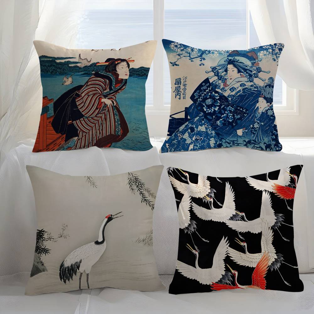 Japanese Artist Exhibition Pillow Case Plush Fabric Soft Pillowcase Double Sided Print Cushion Cover Household Gifts