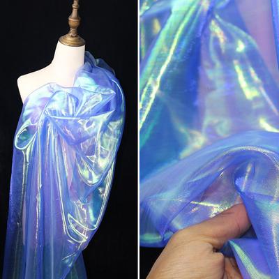 100x150cm Holographic Fluorescent Voile Organza Tulle Fabric Shiny Gauze for Wedding Decor Stage Costumes Doll Clothes DIY Craft