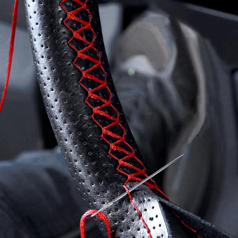 For Renault Clio 3 2005-2013 Clio 3 RS Perforated Microfiber Leather DIY Hand-stitched Car Steering Wheel Cover Protective Trim