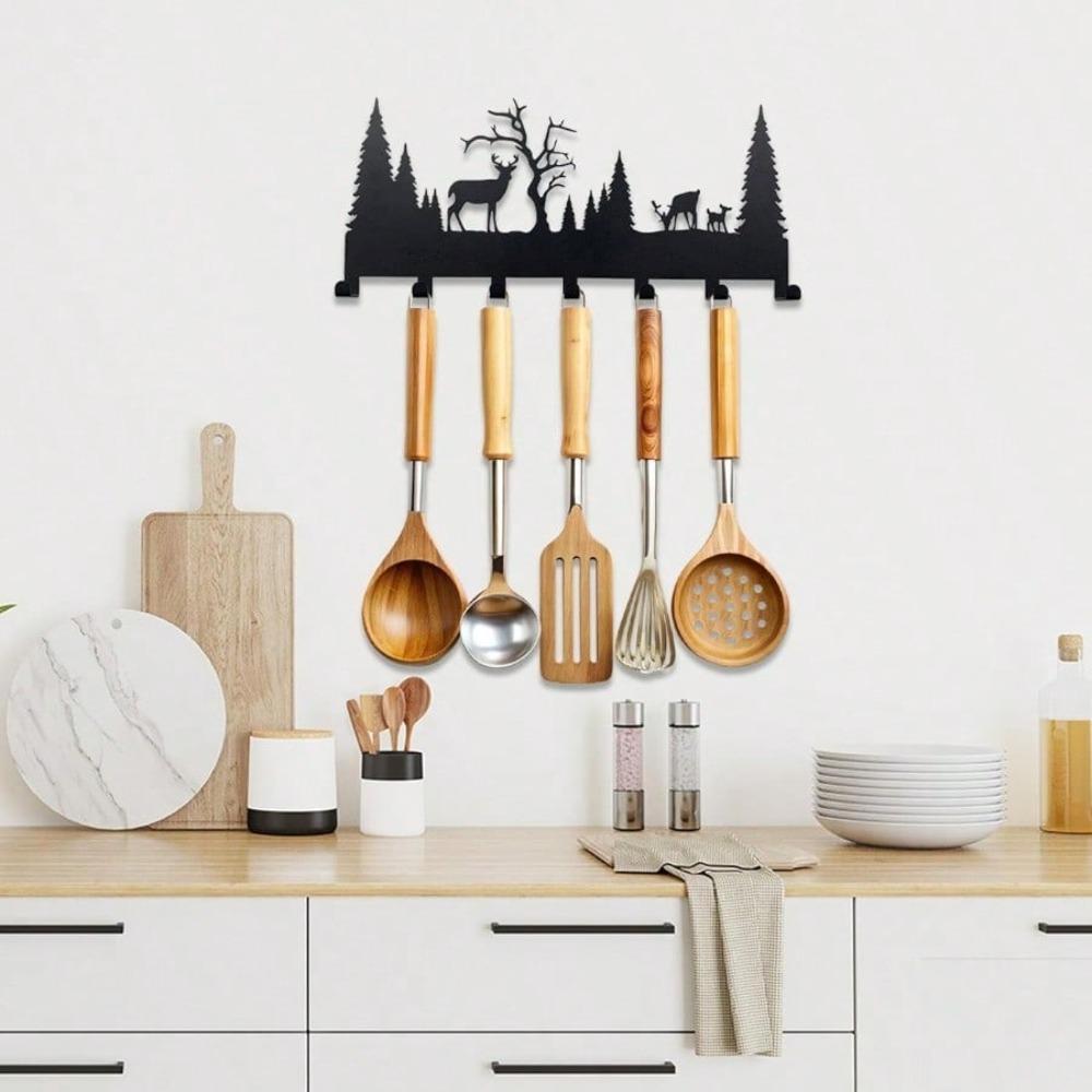 Black Metal Deer Antler Hook for Hanging Mugs Towels Keys Bags Home Decor