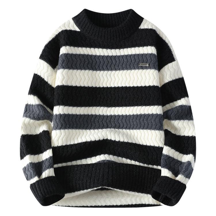 

Популярный, горячая распродажа, новый повседневный свитер с круглым вырезом для осени и зимы, базовый вязаный свитер, свободный свитер большого размера. 4XL чёрный