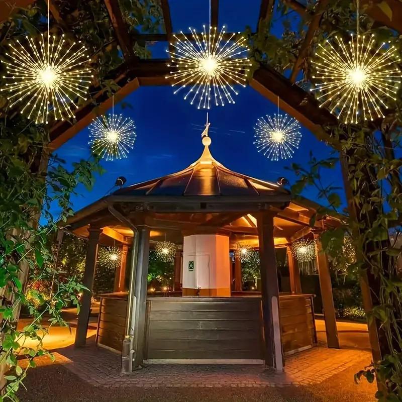 Solar LED Firework String Lights: Waterproof, Remote-Controlled Dandelion Design for Outdoor Hanging