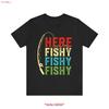 Here Fishy T Shirt Funny Fishing Sayings Outdoor Apparel Fisherman for Dad Brother Husband Jokes Vintage Washed Stylish Soft