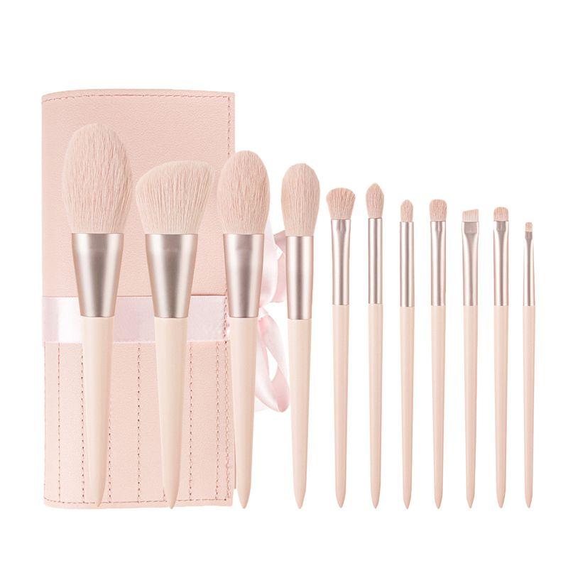 

New Fei Zixiao 11 Makeup Brush Set Pink Young Adult Brush Suit Novice Makeup Tools Source Manufacturer 11 brush + Pu bag