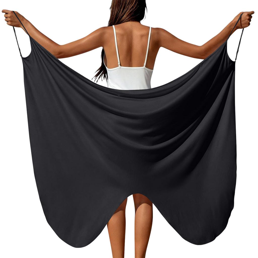 Women's Solid Beach Cover Up Cross Strap Wrap Dress for Swimsuit Lightweight Bathing Suit Outerwear for Vacation Resort
