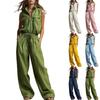 Women's Fashionable Casual Sleeveless Shirt And Loose Pants Two-piece Set