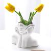 Decorative Face Vase For Home, Living Room Vase With Inner Groove Design