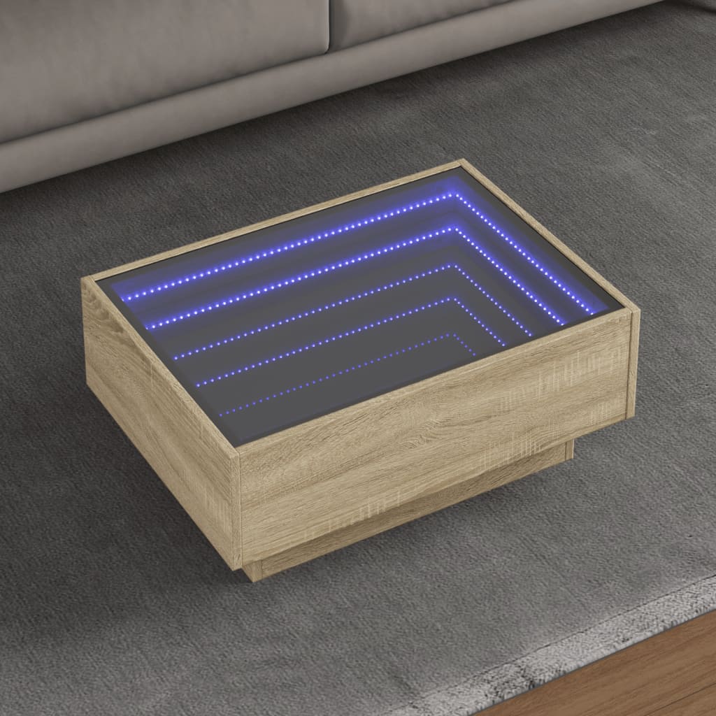 LED Coffee Table Sonoma Oak 70 x 50 x 30 cm Particleboard