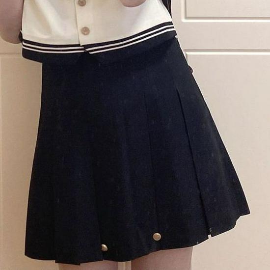 

Japanese Sailor College-Style Sweet JK Uniform Set for Women - Short Sleeve Pleated Skirt Summer Outfit S [suggested for 60-90 lbs]