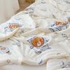 Cartoon Space Bear Rocket Pattern Summer Quilt Skin-friendly Comfortable Air Conditioning Quilted Quilt for Kids Boys Girls