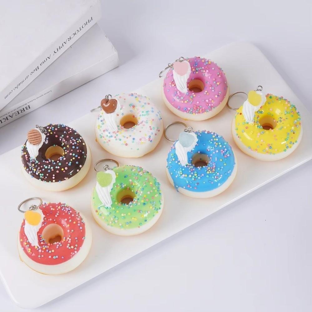 Quick Rebound Donut Keychain Pendant Simulated Food Slow Rebound Keyring Backpack Accessory