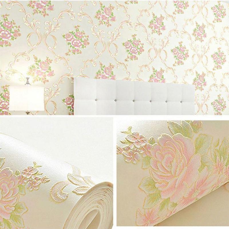 Abziehbar & Aufklebbar Tapete Floral Abnehmbares Kontaktpapier mit Realistischem 3D-Blumen- und Blattmuster, Vliestapete für Schlafzimmer, Wohnzimmerwände