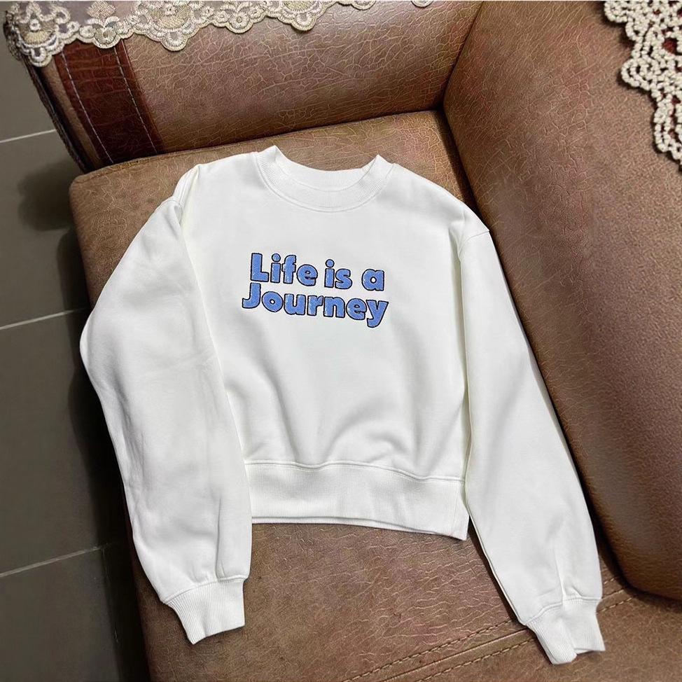 

UR Sequin Embroidery Fleece-Lined Sweatshirt Jacket - Thick, Loose, Casual, Versatile Large білий